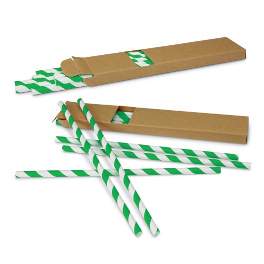 Coloured Paper Straws Green White